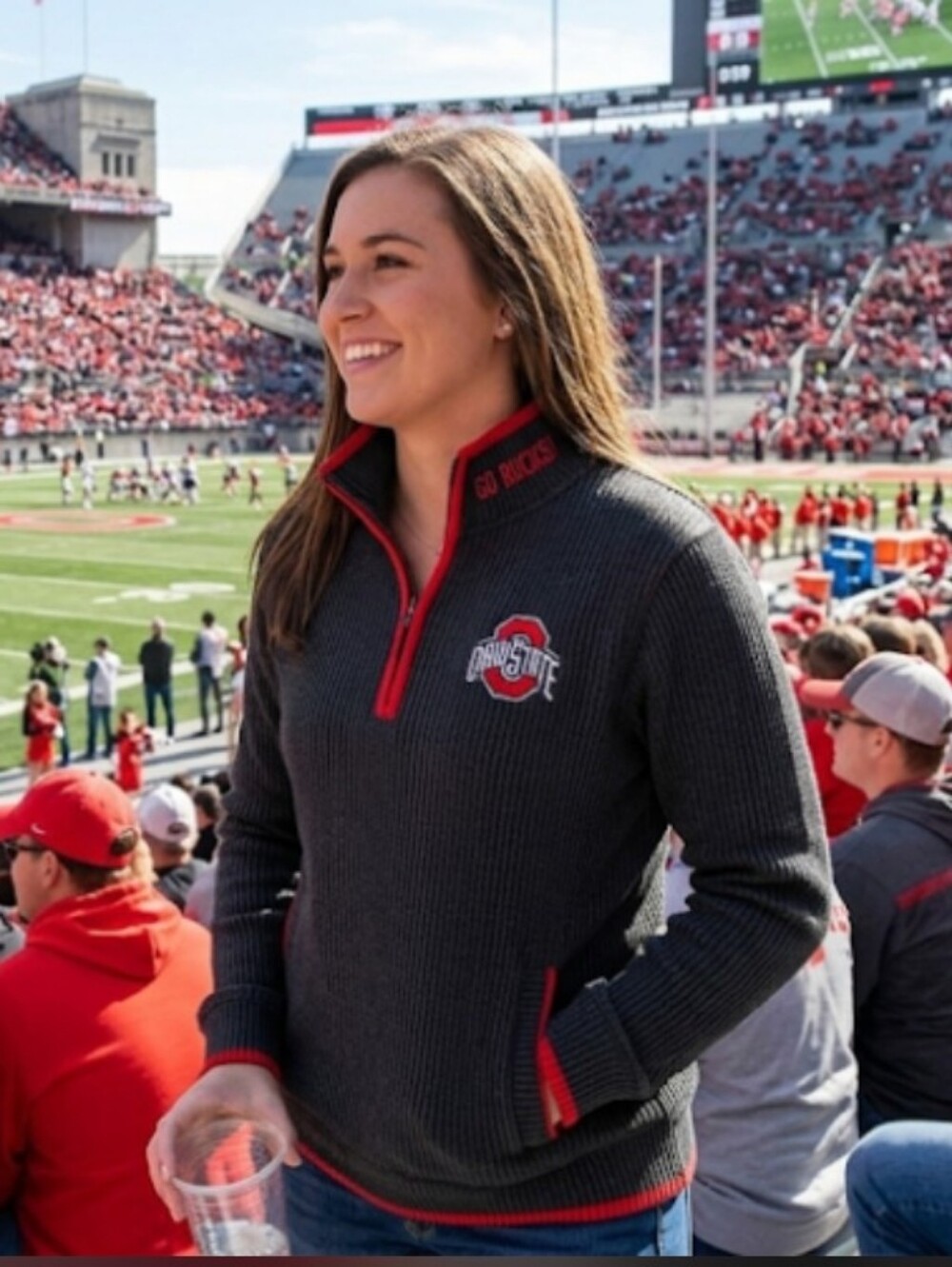 Ohio State Buckeyes BellePointe Knit Sweater Womens XL NWT Quarter Zip Black